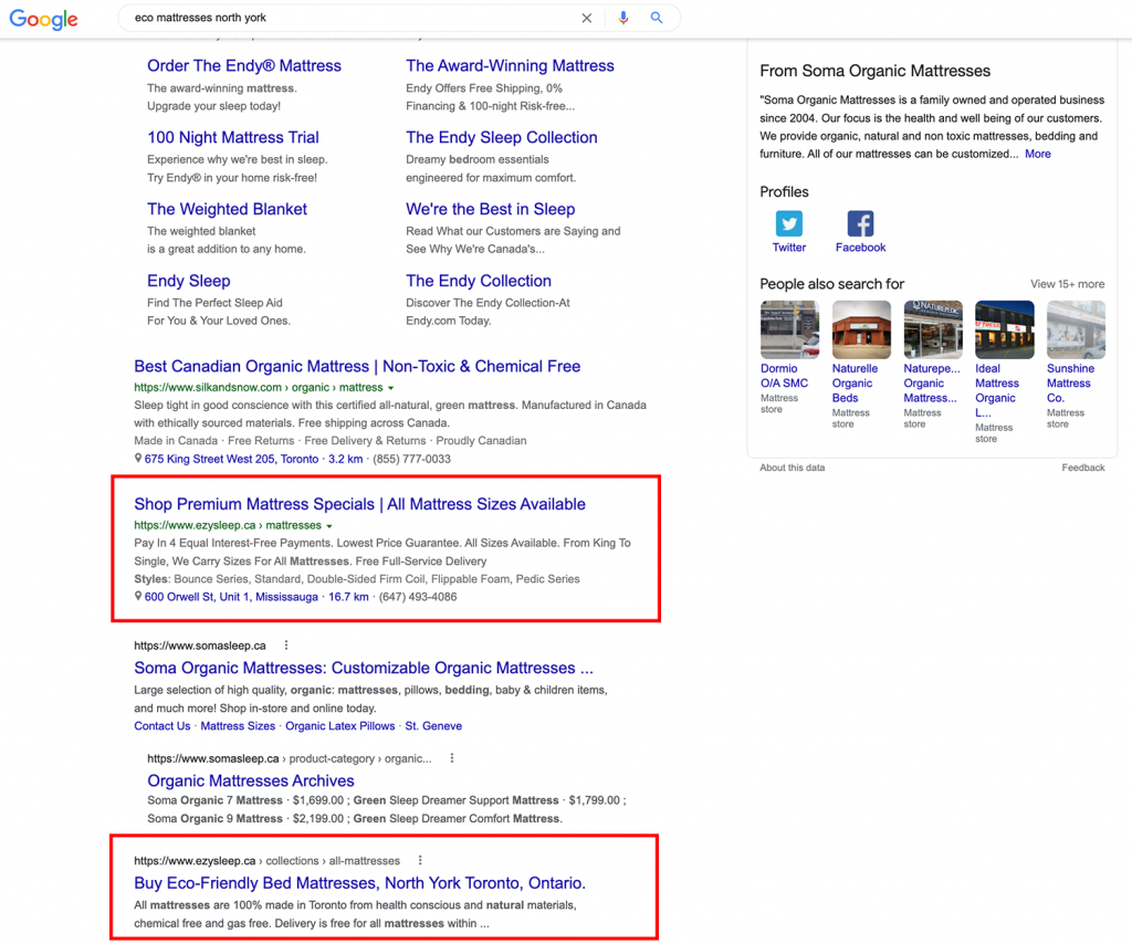 Client ranked 1 for eco mattresses Top SEO Brands